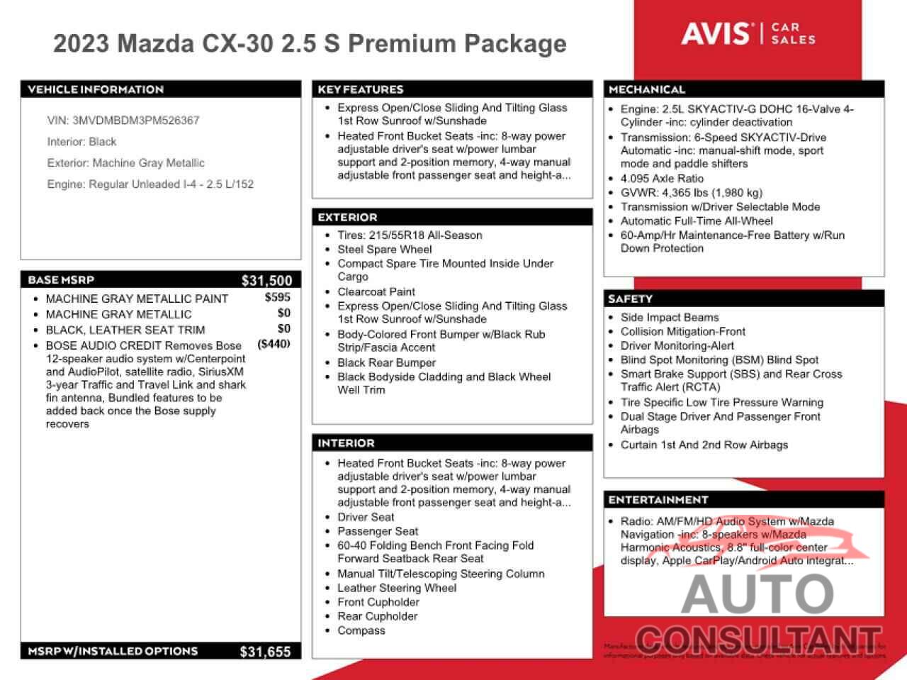 MAZDA CX30 2023 - 3MVDMBDM3PM526367