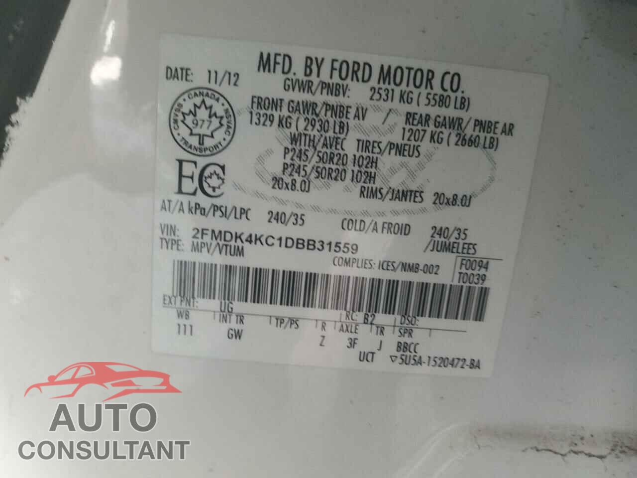 FORD EDGE 2013 - 2FMDK4KC1DBB31559