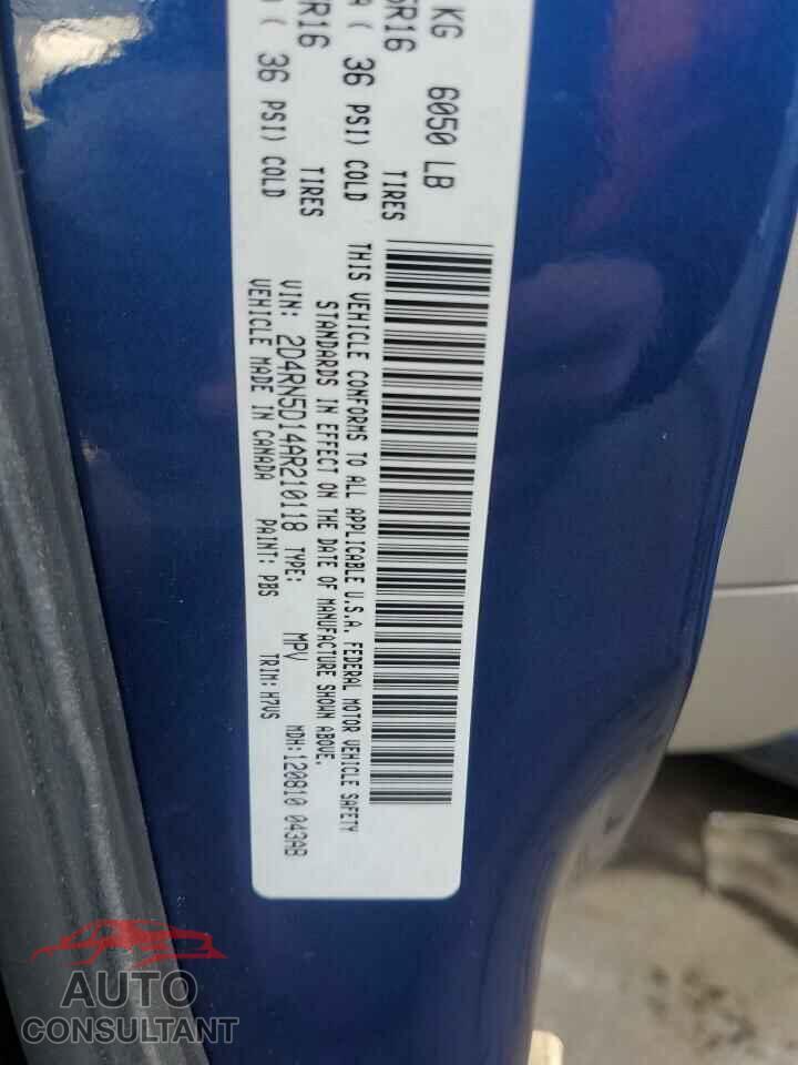 DODGE CARAVAN 2010 - 2D4RN5D14AR210118