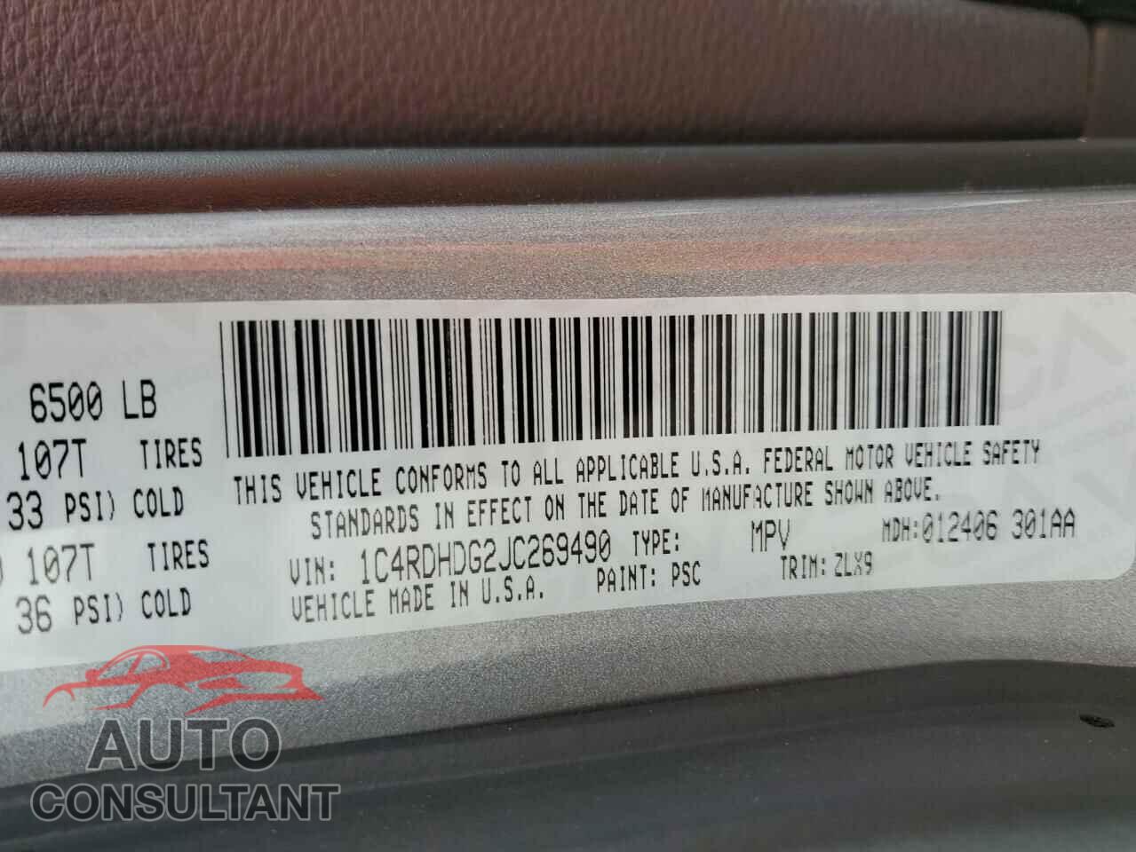 DODGE DURANGO 2018 - 1C4RDHDG2JC269490