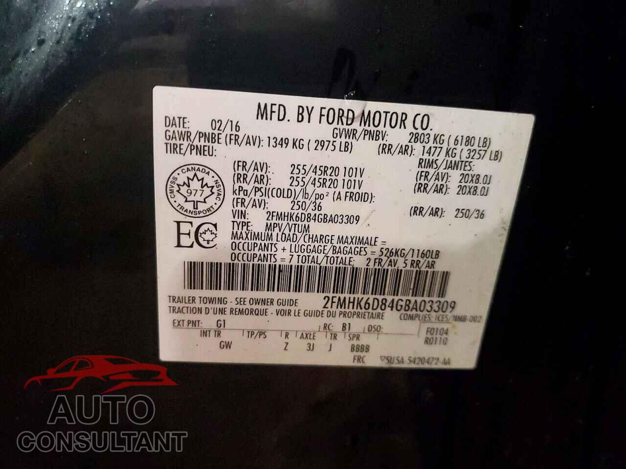 FORD FLEX 2016 - 2FMHK6D84GBA03309