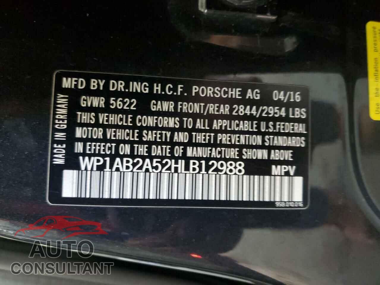 PORSCHE MACAN 2017 - WP1AB2A52HLB12988