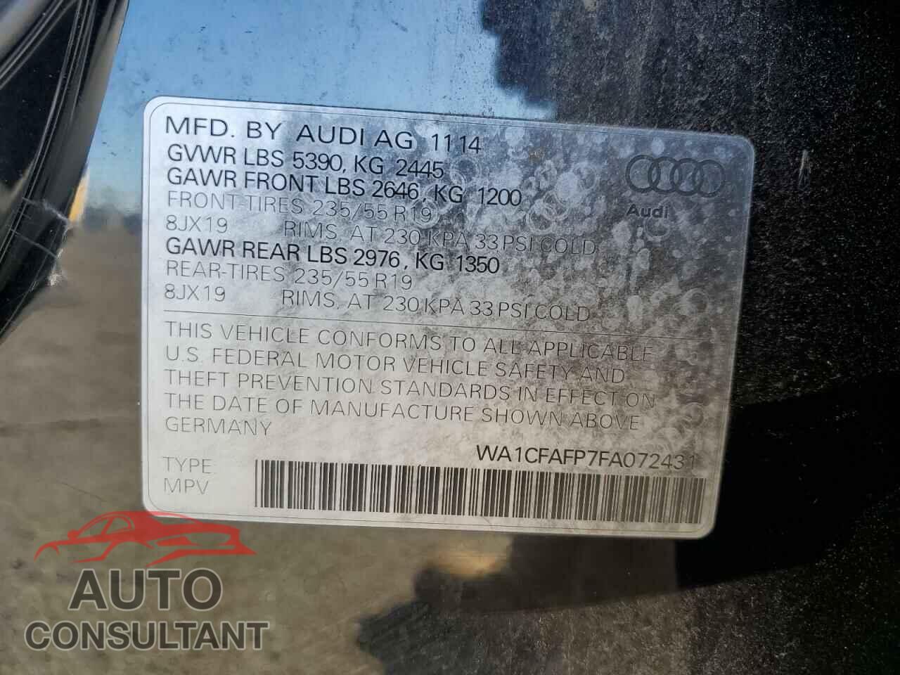 AUDI Q5 2015 - WA1CFAFP7FA072431