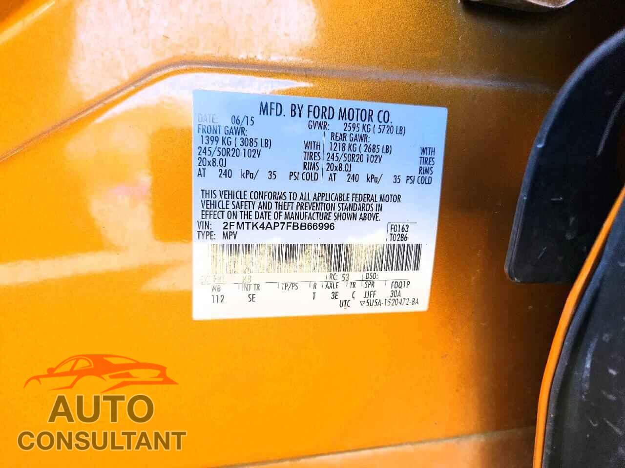 FORD EDGE 2015 - 2FMTK4AP7FBB66996