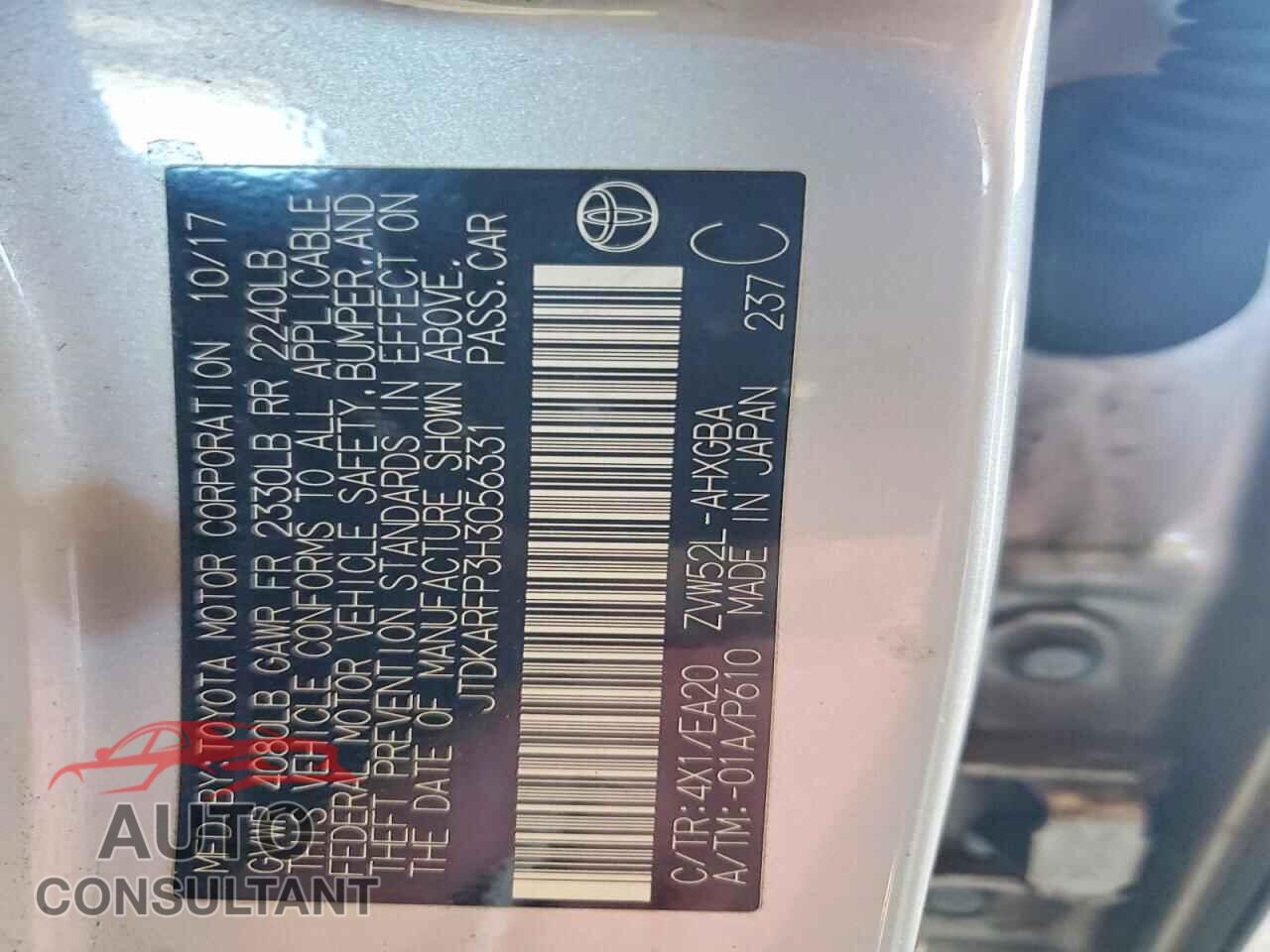 TOYOTA PRIUS PRIM 2017 - JTDKARFP3H3056331