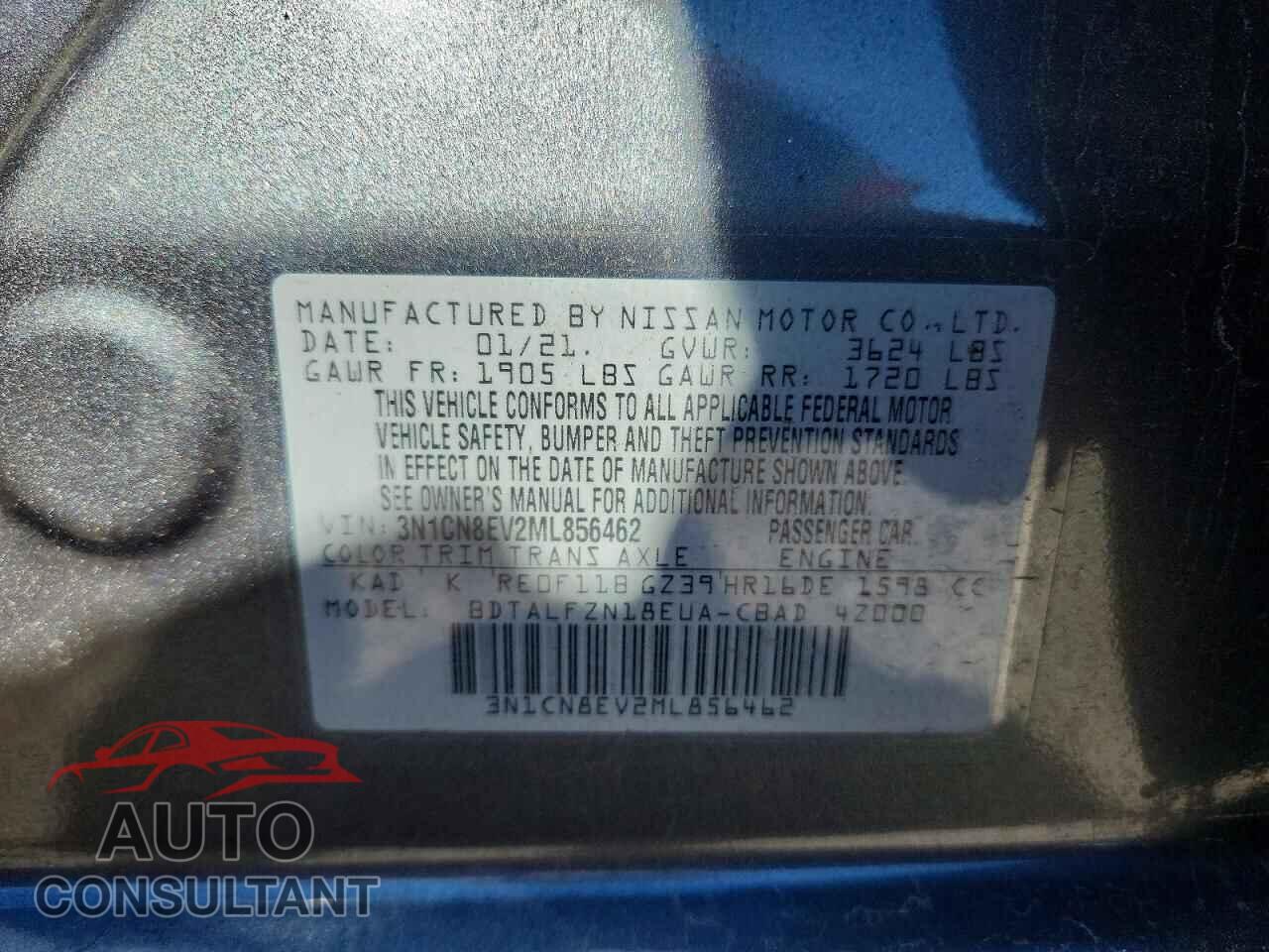 NISSAN VERSA 2021 - 3N1CN8EV2ML856462