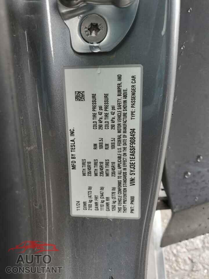 TESLA MODEL 3 2025 - 5YJ3E1EA6SF908494
