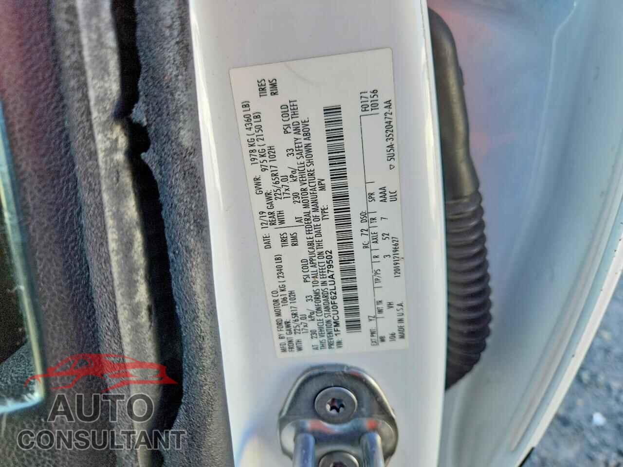 FORD ESCAPE 2020 - 1FMCU0F62LUA79502