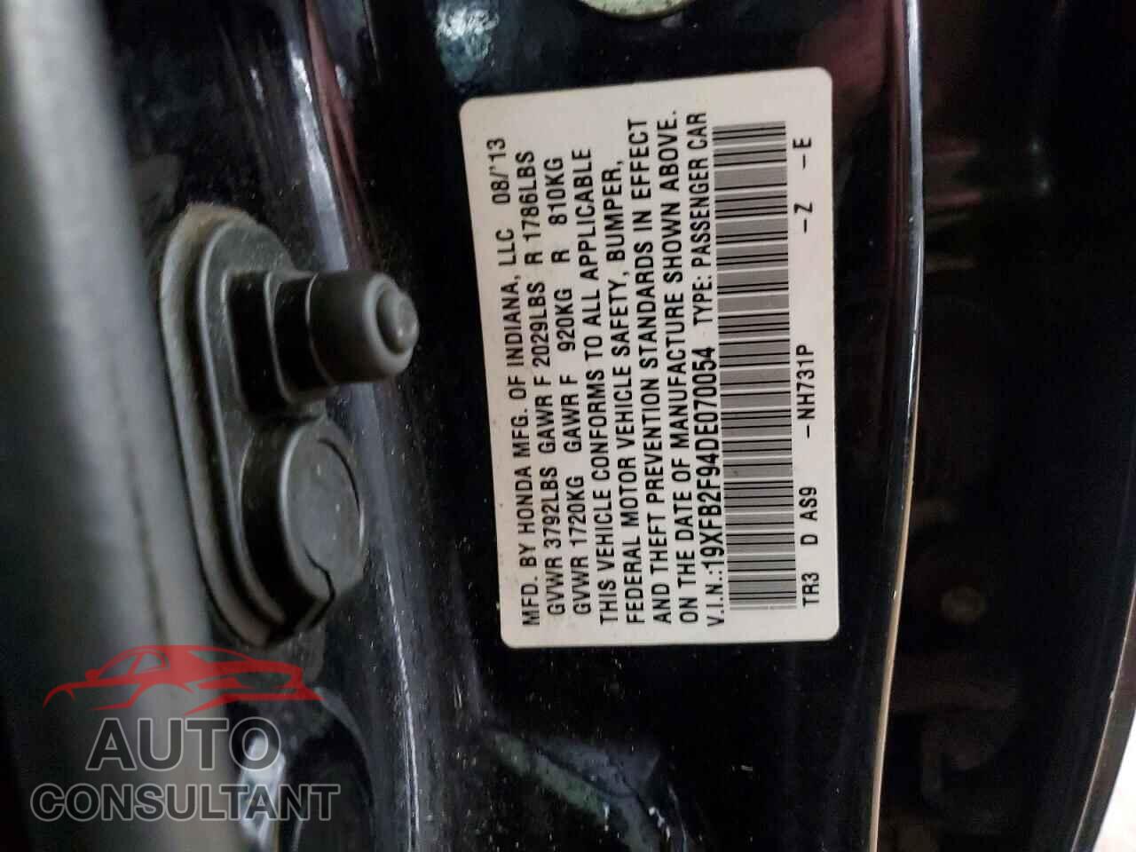 HONDA CIVIC 2013 - 19XFB2F94DE070054