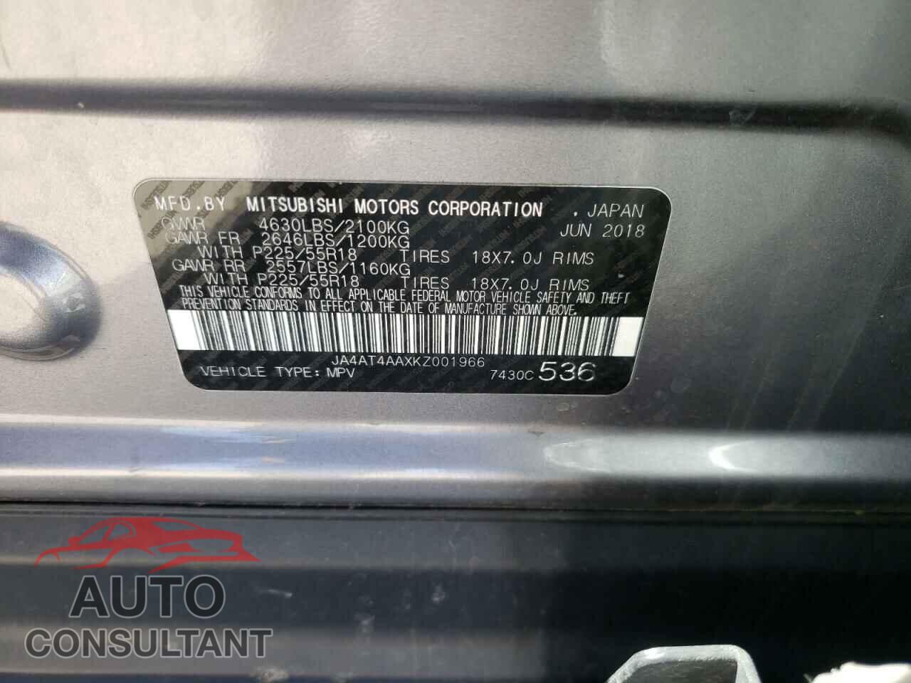 MITSUBISHI ECLIPSE 2019 - JA4AT4AAXKZ001966