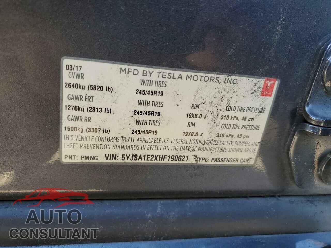 TESLA MODEL S 2017 - 5YJSA1E2XHF190621