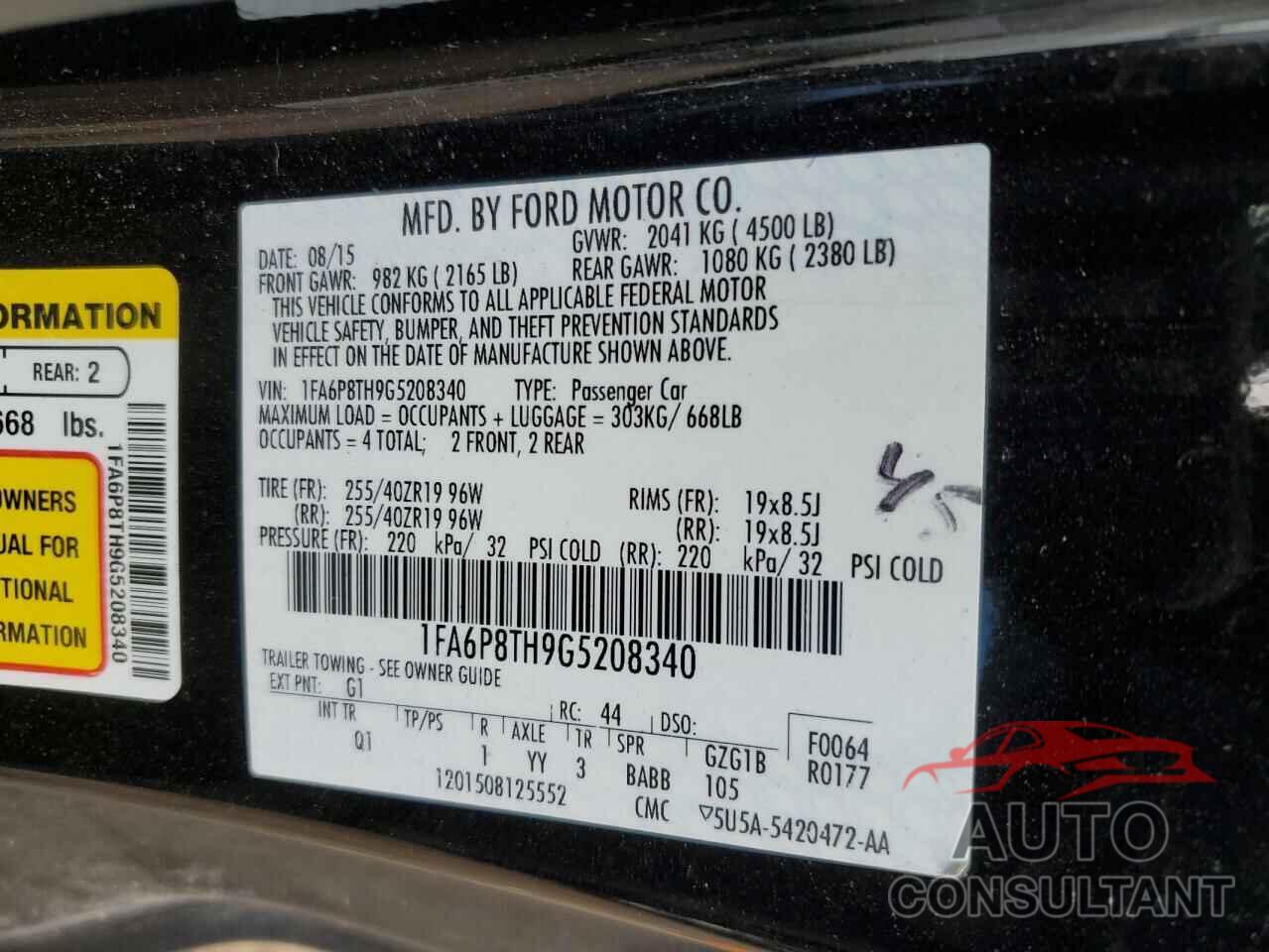 FORD ALL Models 2016 - 1FA6P8TH9G5208340
