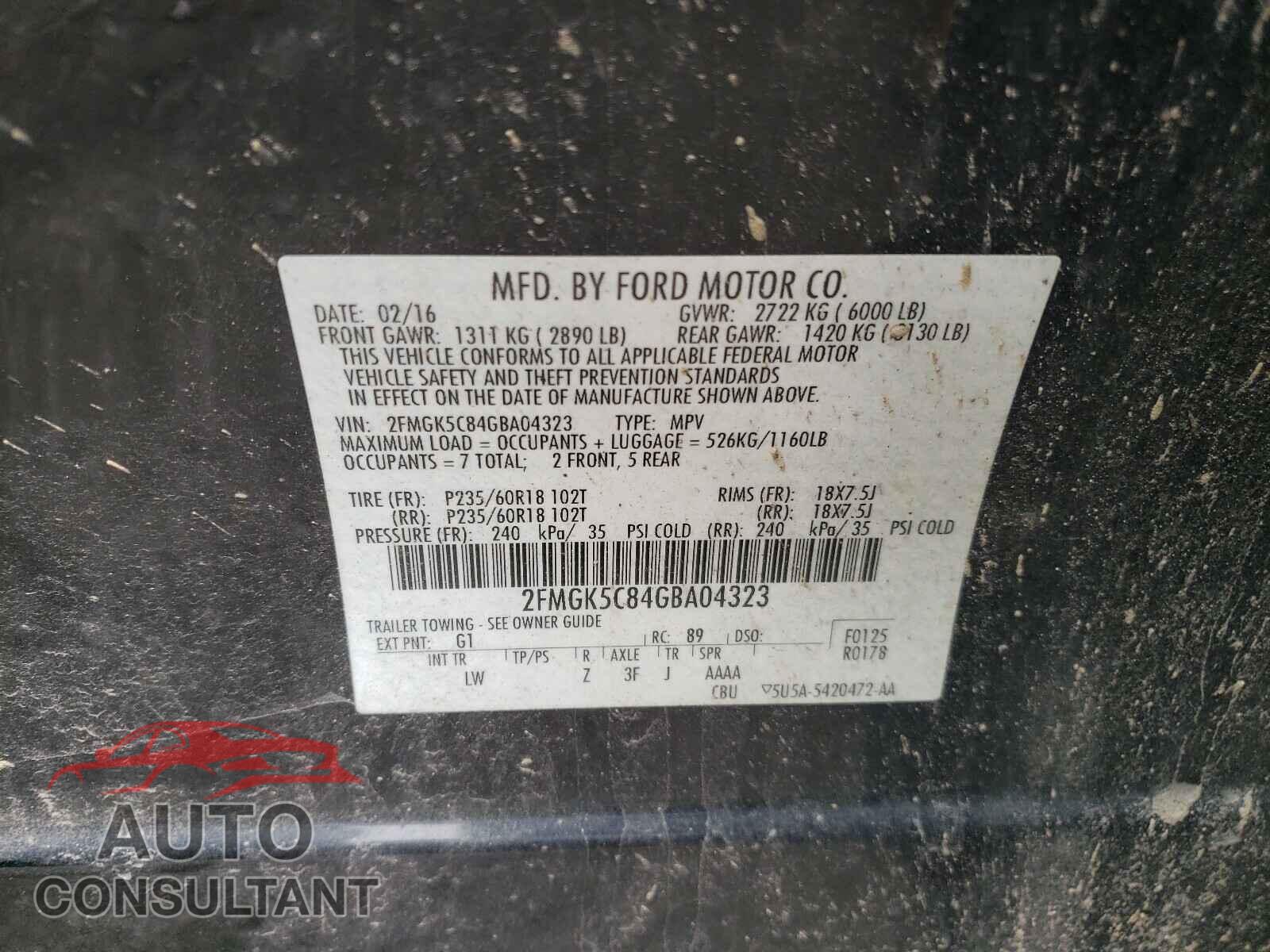 FORD FLEX 2016 - 2FMGK5C84GBA04323