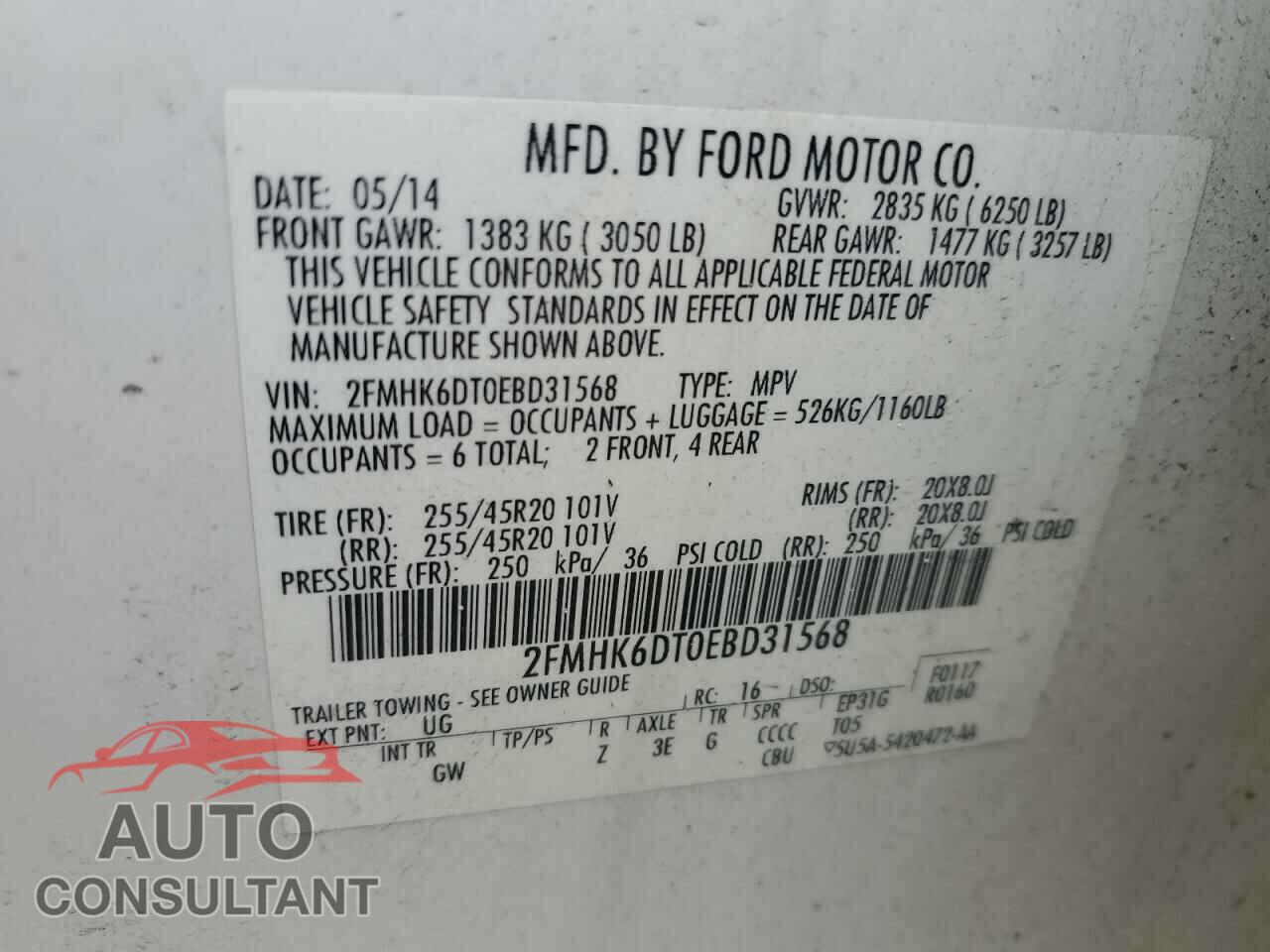 FORD FLEX 2014 - 2FMHK6DT0EBD31568