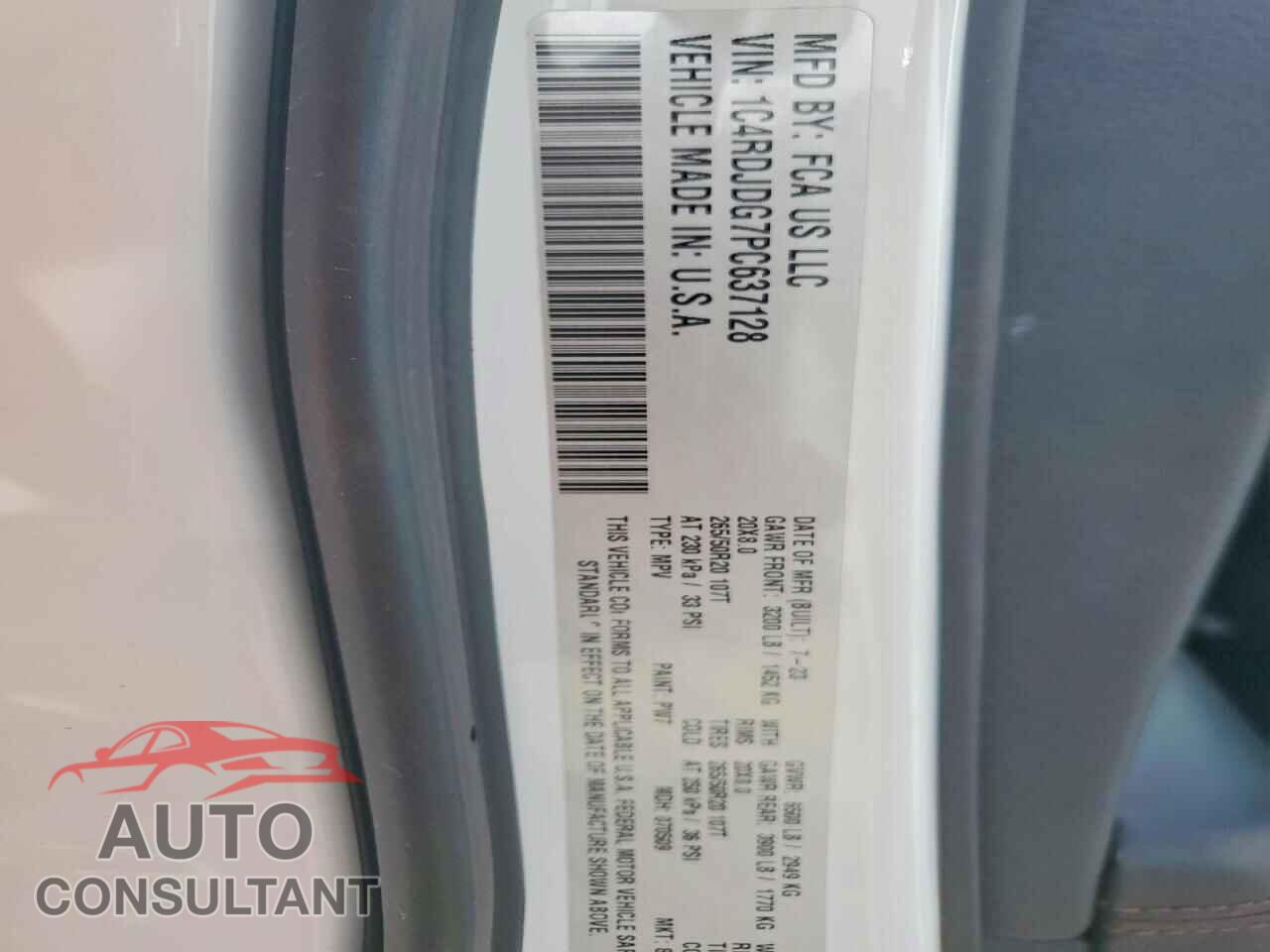 DODGE DURANGO 2023 - 1C4RDJDG7PC637128