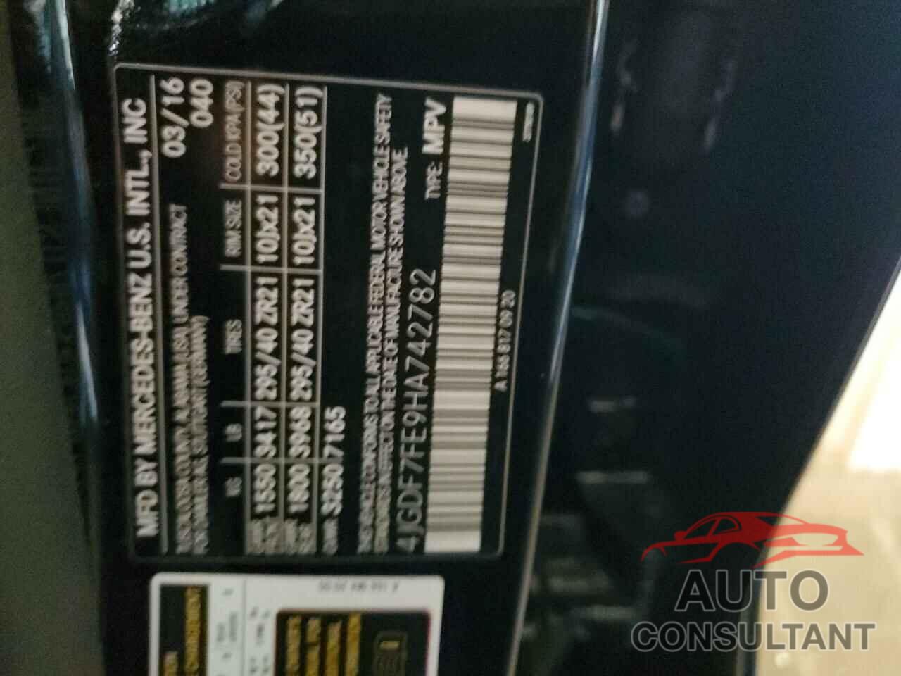 MERCEDES-BENZ GLS-CLASS 2017 - 4JGDF7FE9HA742782