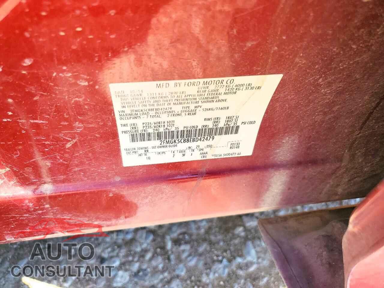 FORD FLEX 2014 - 2FMGK5C88EBD42479