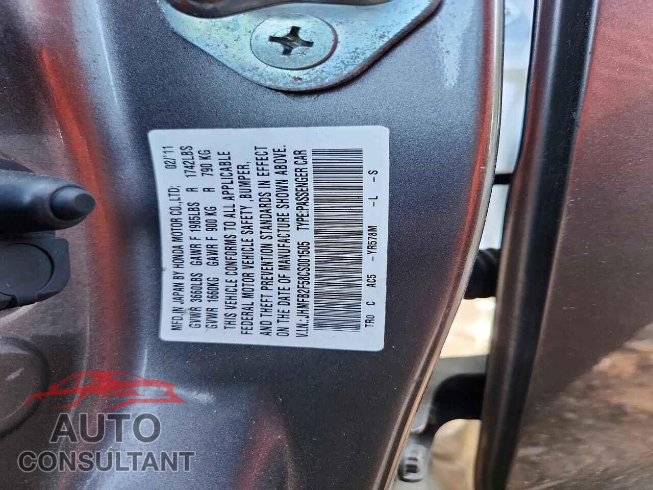 HONDA CIVIC 2012 - JHMFB2F58CS001505