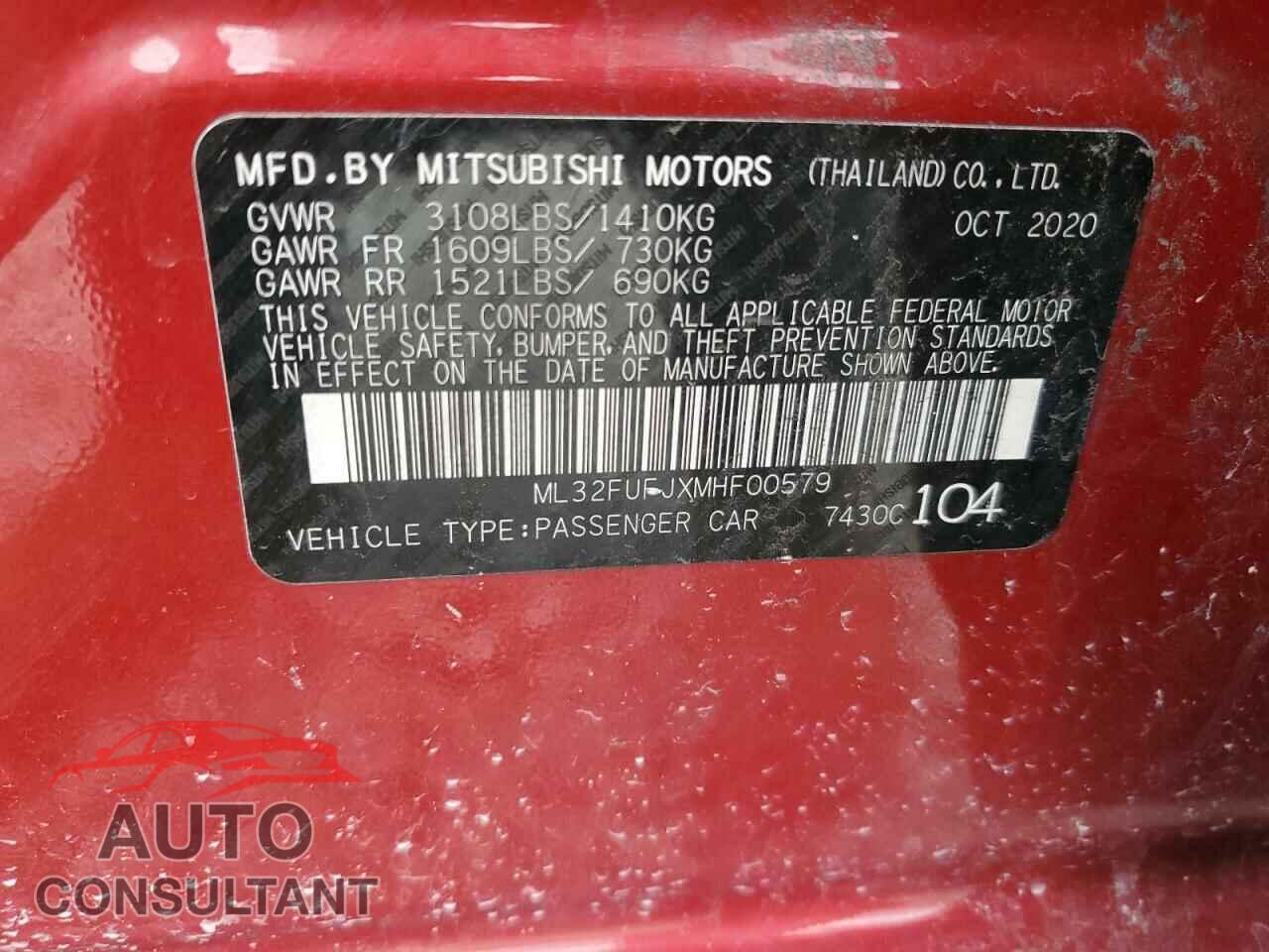 MITSUBISHI MIRAGE 2021 - ML32FUFJXMHF00579