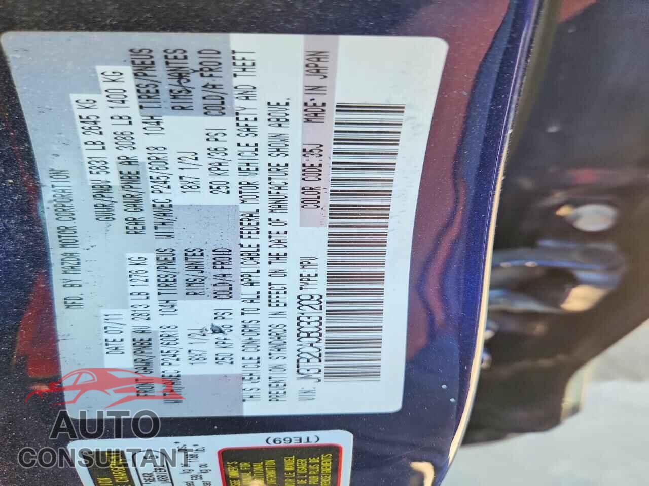 MAZDA CX-9 2011 - JM3TB2CA0B0331209