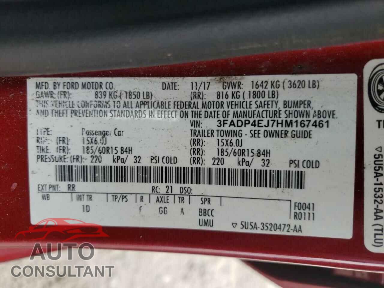 FORD FIESTA 2017 - 3FADP4EJ7HM167461
