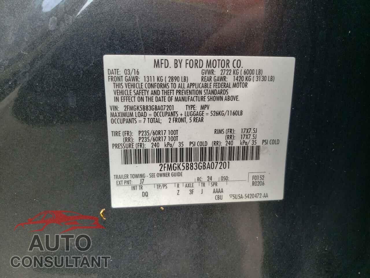 FORD FLEX 2016 - 2FMGK5B83GBA07201