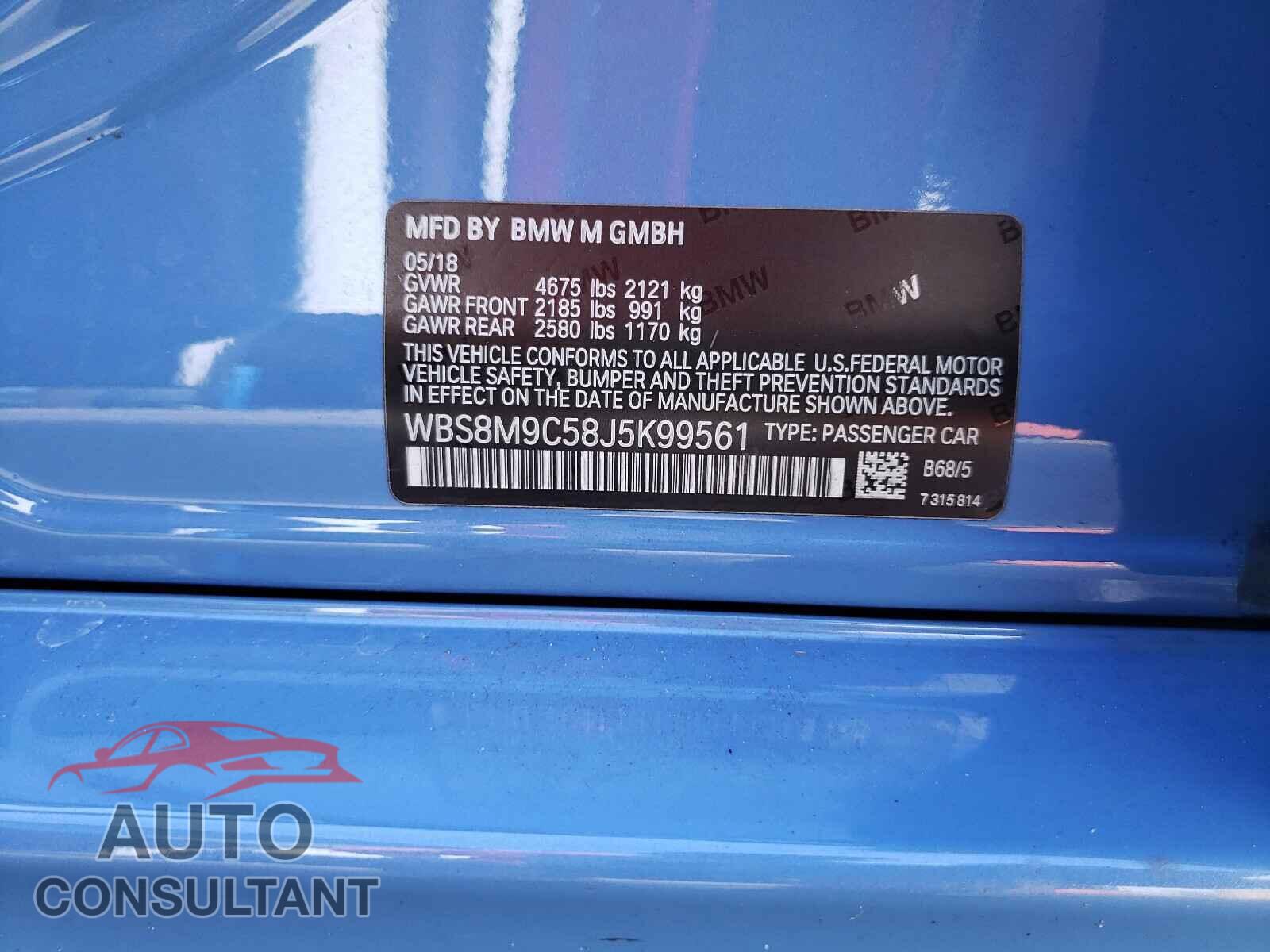 BMW M3 2018 - WBS8M9C58J5K99561