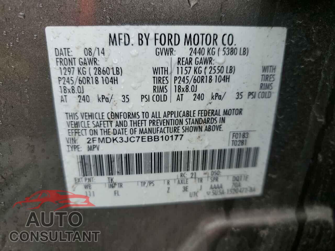FORD EDGE 2014 - 2FMDK3JC7EBB10177