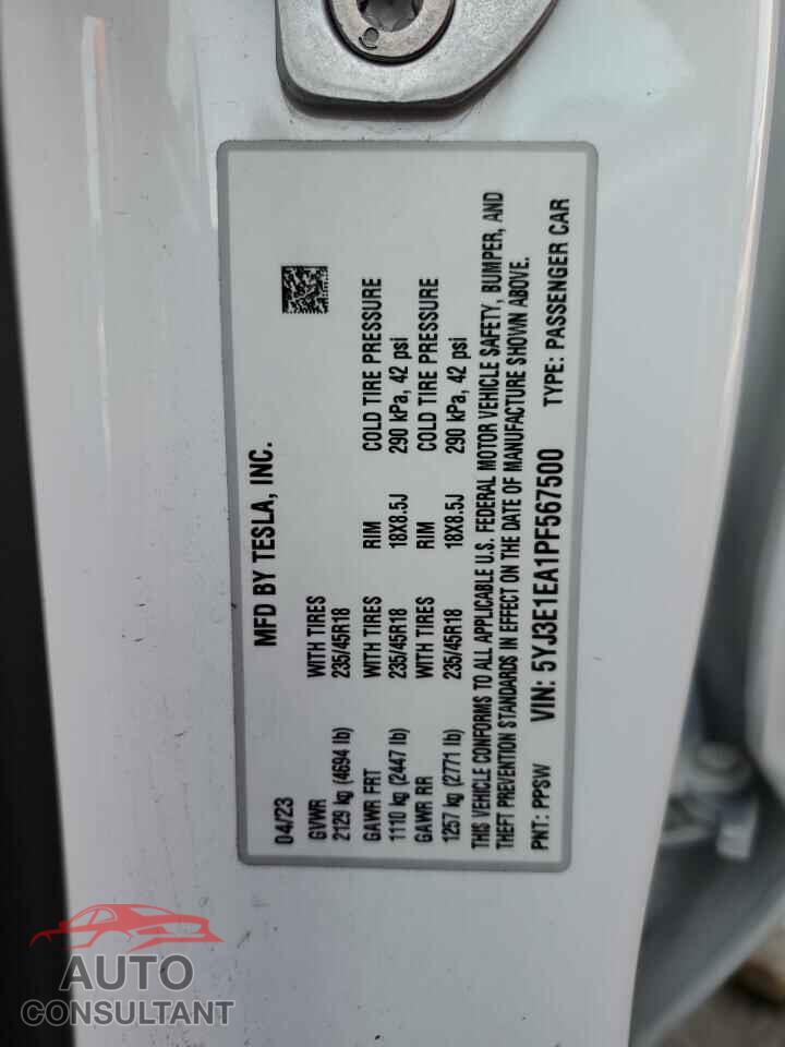 TESLA MODEL 3 2023 - 5YJ3E1EA1PF567500