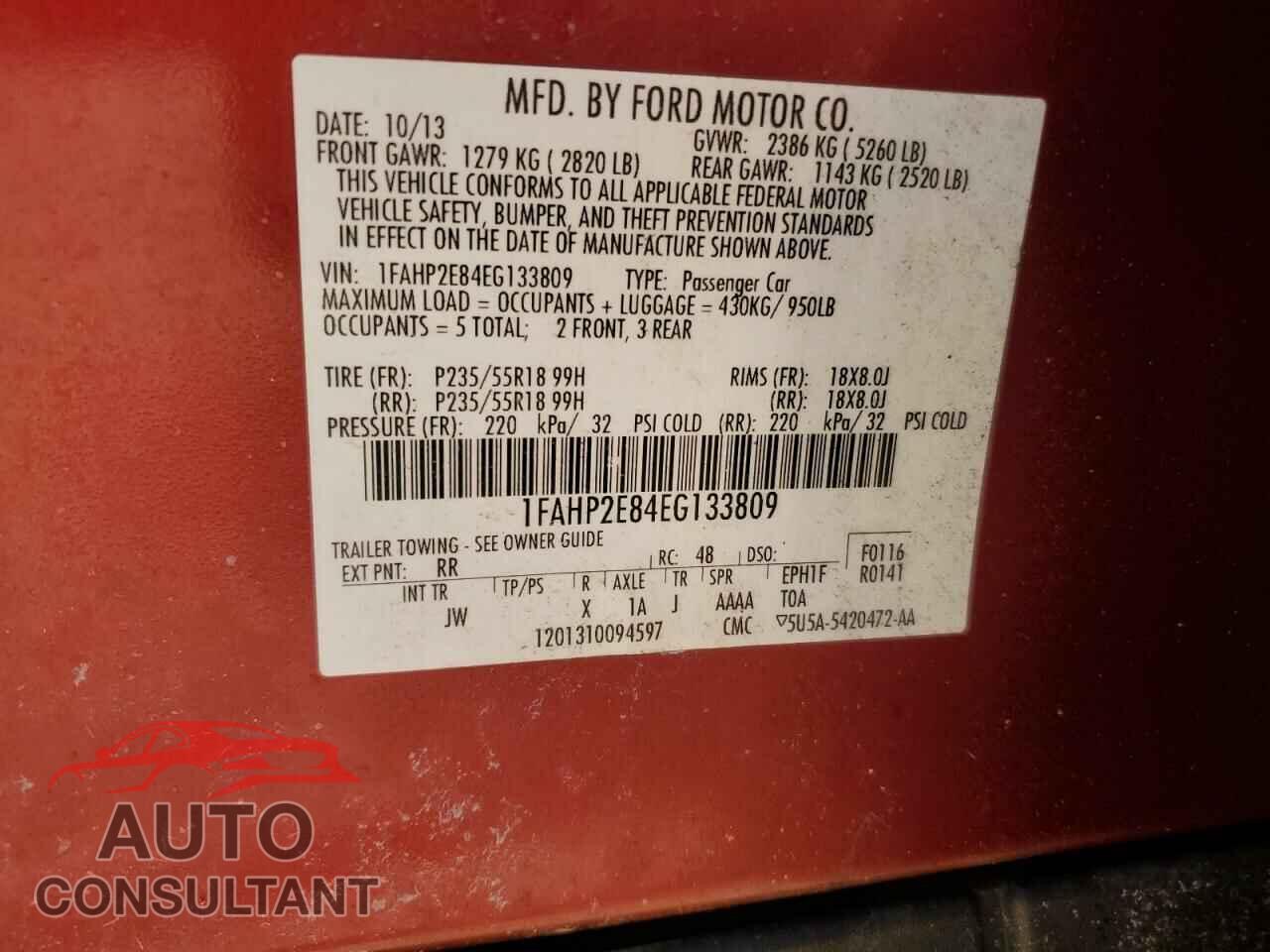 FORD TAURUS 2014 - 1FAHP2E84EG133809