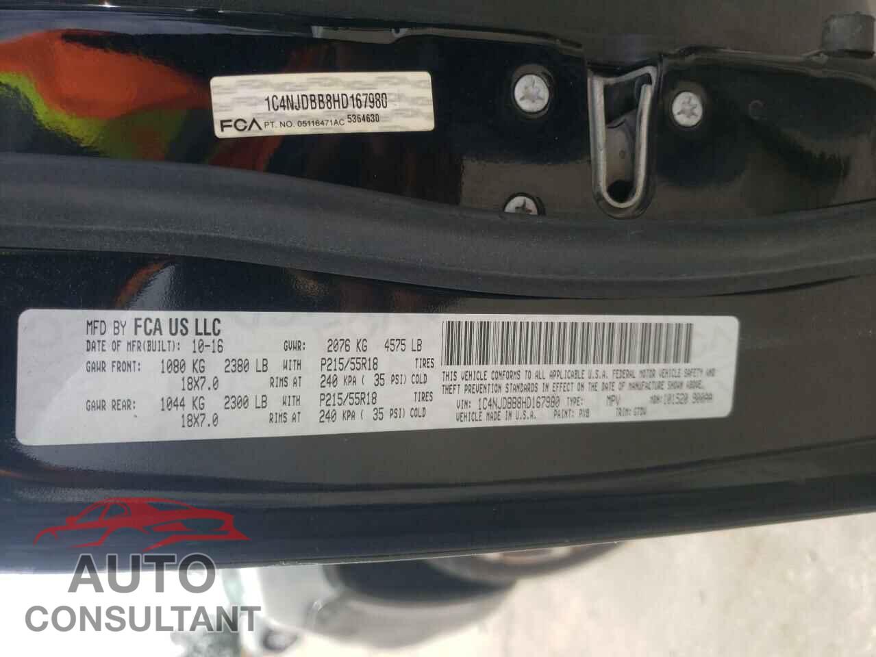JEEP COMPASS 2017 - 1C4NJDBB8HD167980
