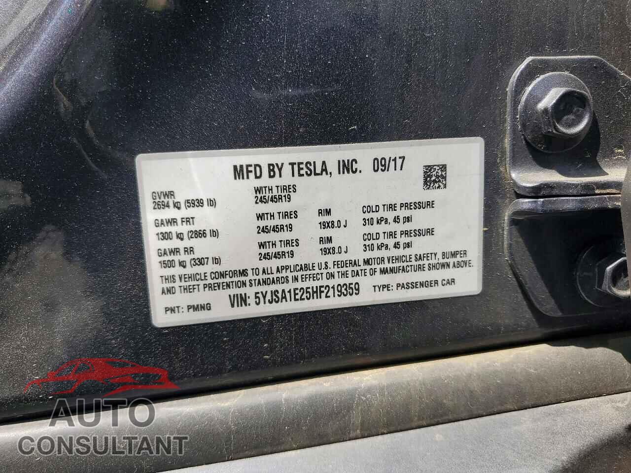 TESLA MODEL S 2017 - 5YJSA1E25HF219359