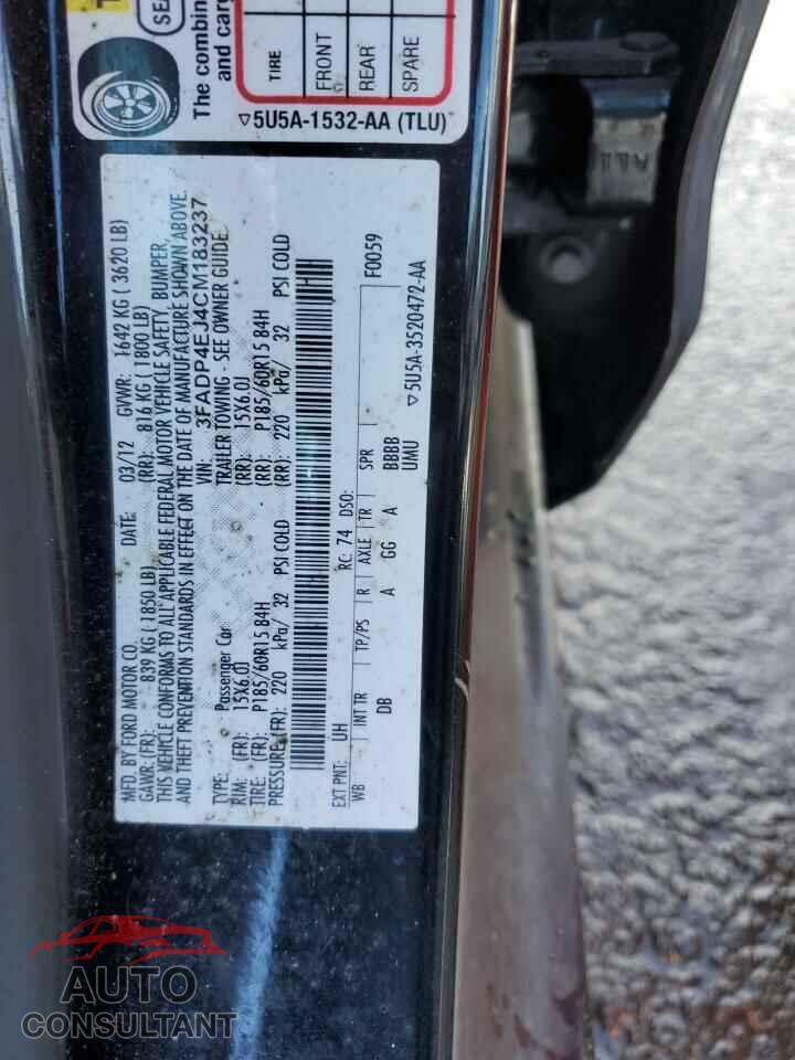 FORD FIESTA 2012 - 3FADP4EJ4CM183237