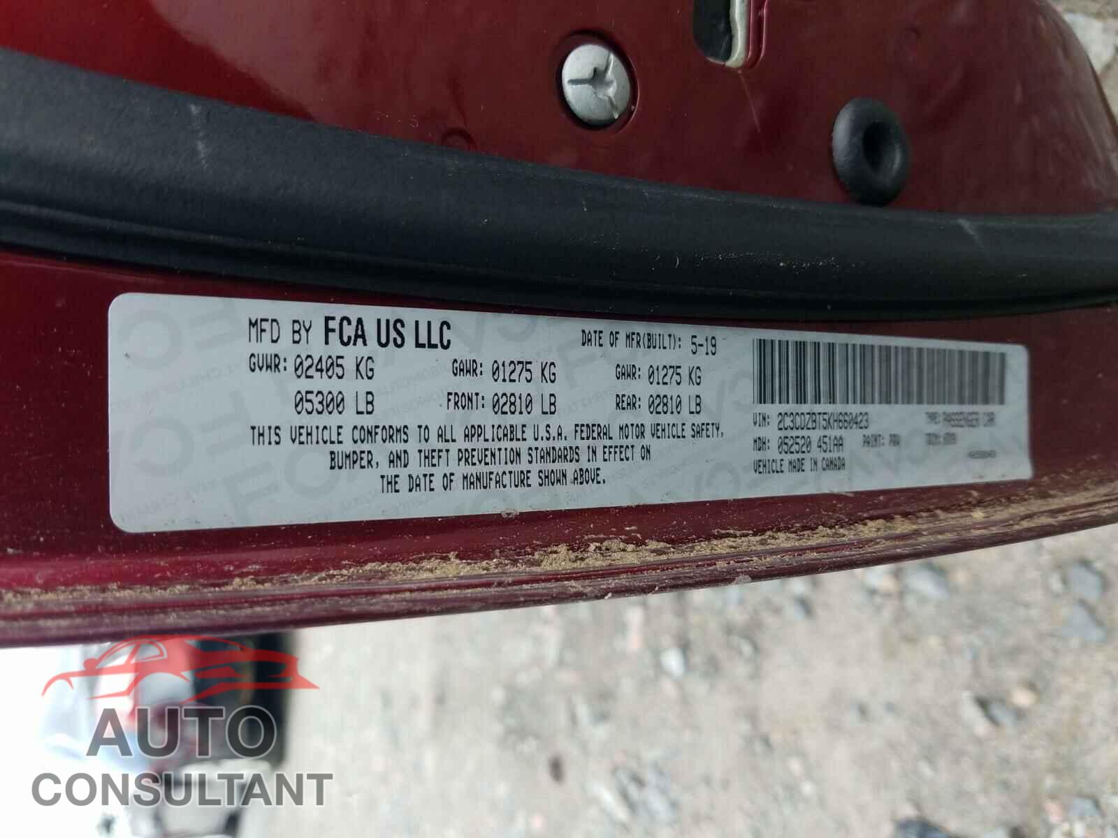 DODGE CHALLENGER 2019 - 2C3CDZBT5KH660423