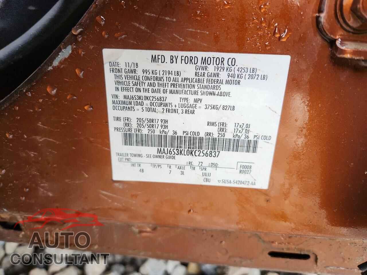 FORD ECOSPORT 2019 - MAJ6S3KL0KC256837