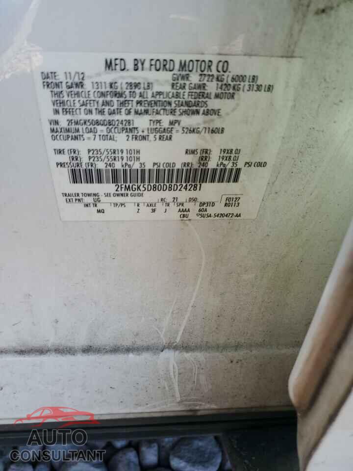 FORD FLEX 2013 - 2FMGK5D80DBD24281