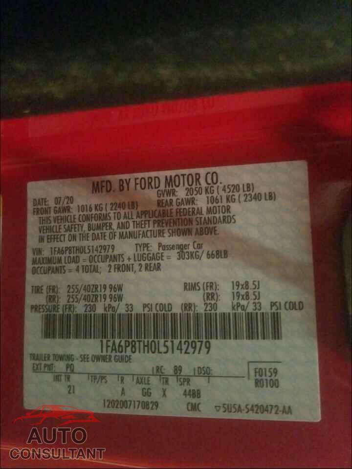 FORD MUSTANG 2020 - 1FA6P8TH0L5142979