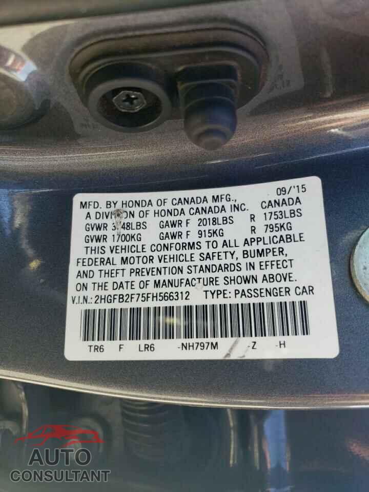 HONDA CIVIC 2015 - 2HGFB2F75FH566312
