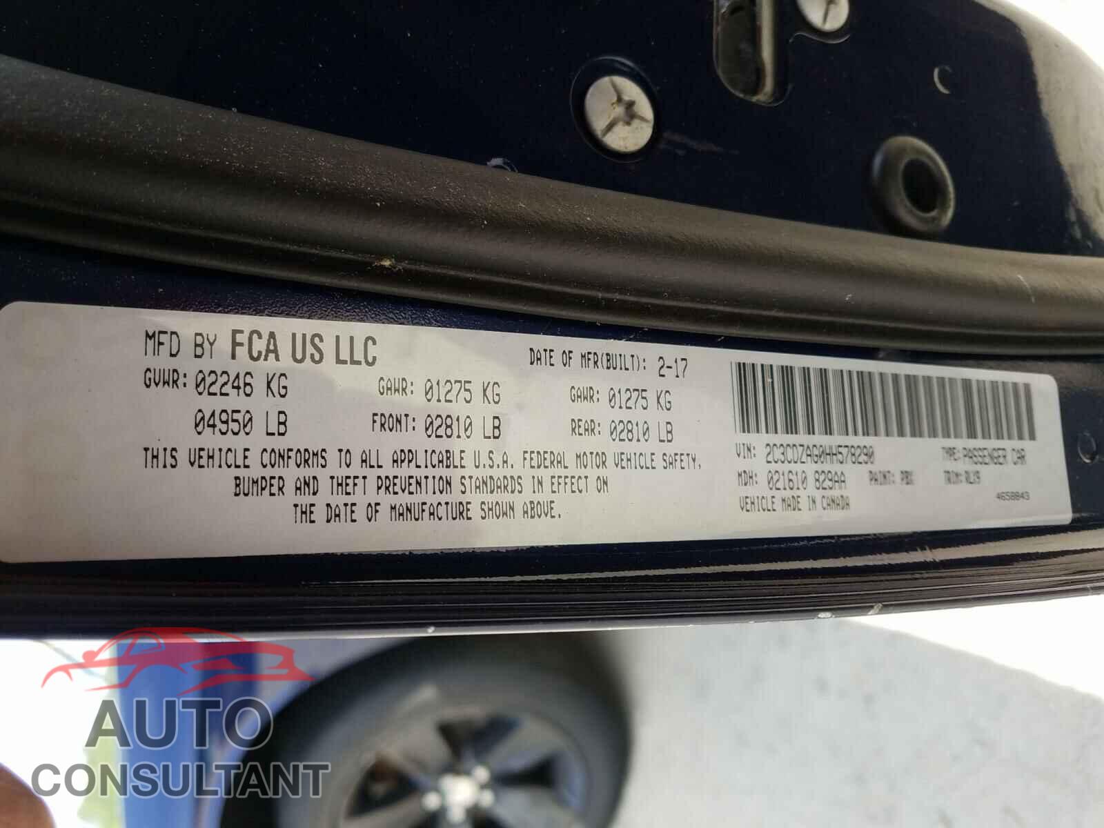 DODGE CHALLENGER 2017 - 2C3CDZAG0HH578290