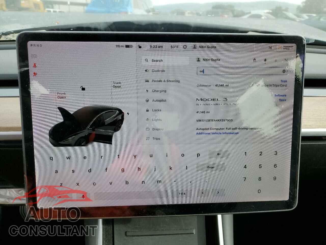 TESLA MODEL 3 2019 - 5YJ3E1EA4KF397903