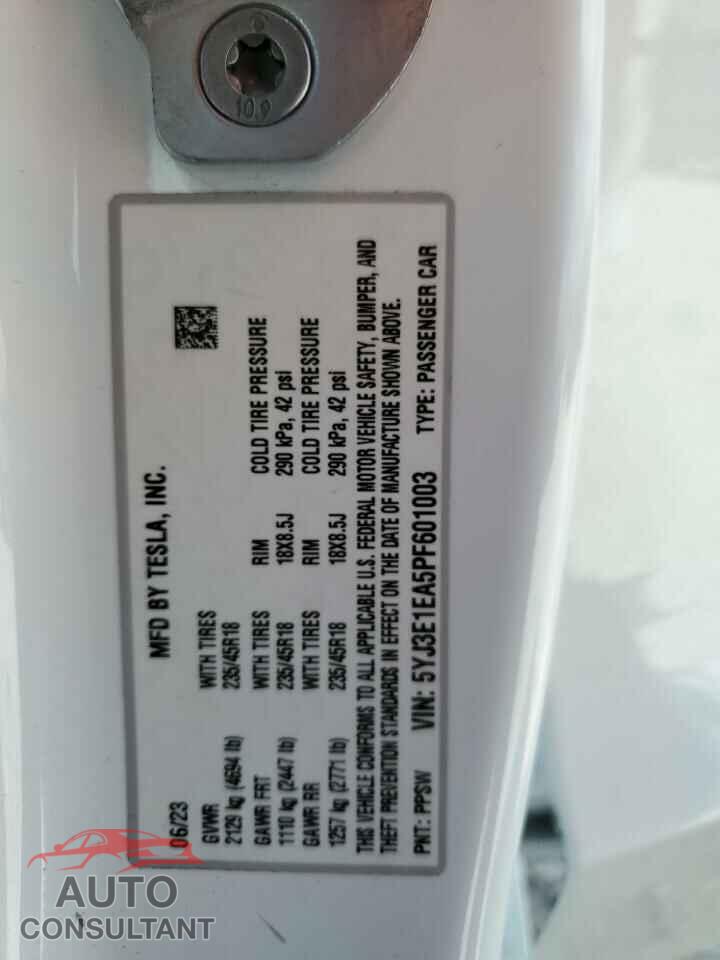 TESLA MODEL 3 2023 - 5YJ3E1EA5PF601003