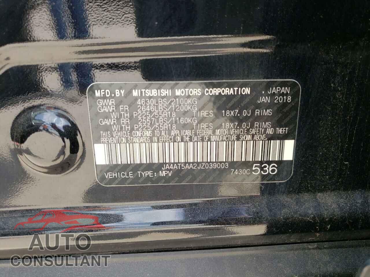 MITSUBISHI ECLIPSE 2018 - JA4AT5AA2JZ039003