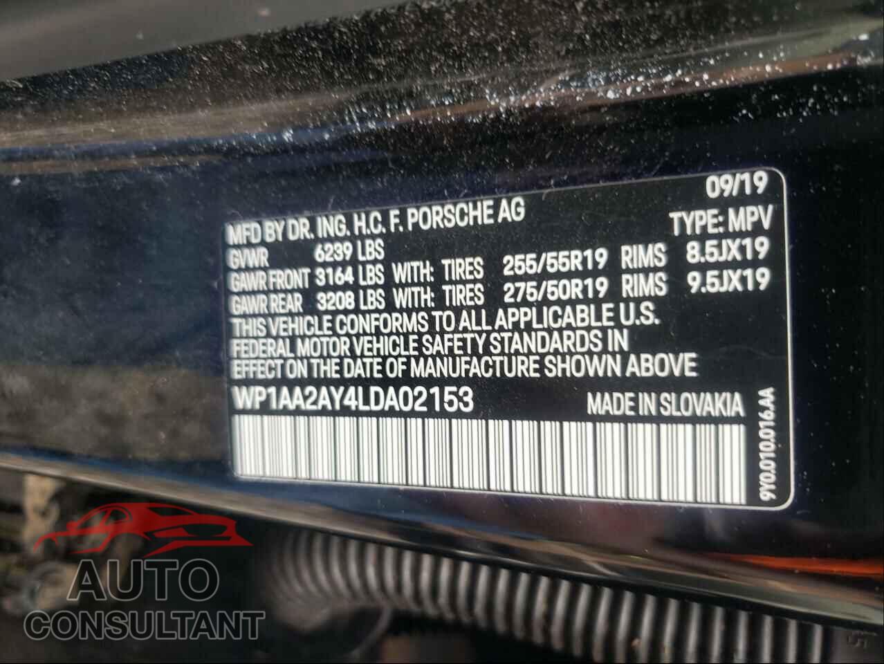 PORSCHE CAYENNE 2020 - WP1AA2AY4LDA02153