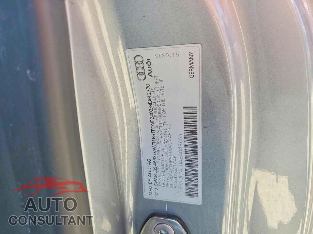 AUDI A5 2011 - WAULFAFR4BA049655