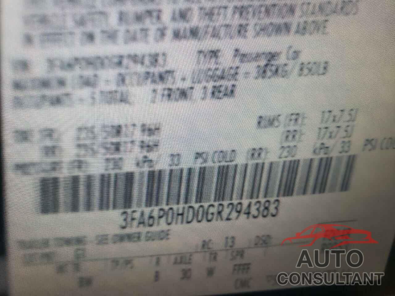 FORD FUSION 2016 - 3FA6P0HD0GR294383