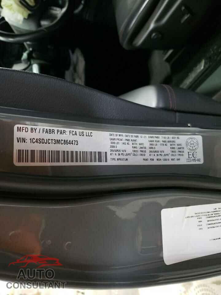 DODGE DURANGO 2021 - 1C4SDJCT3MC864473