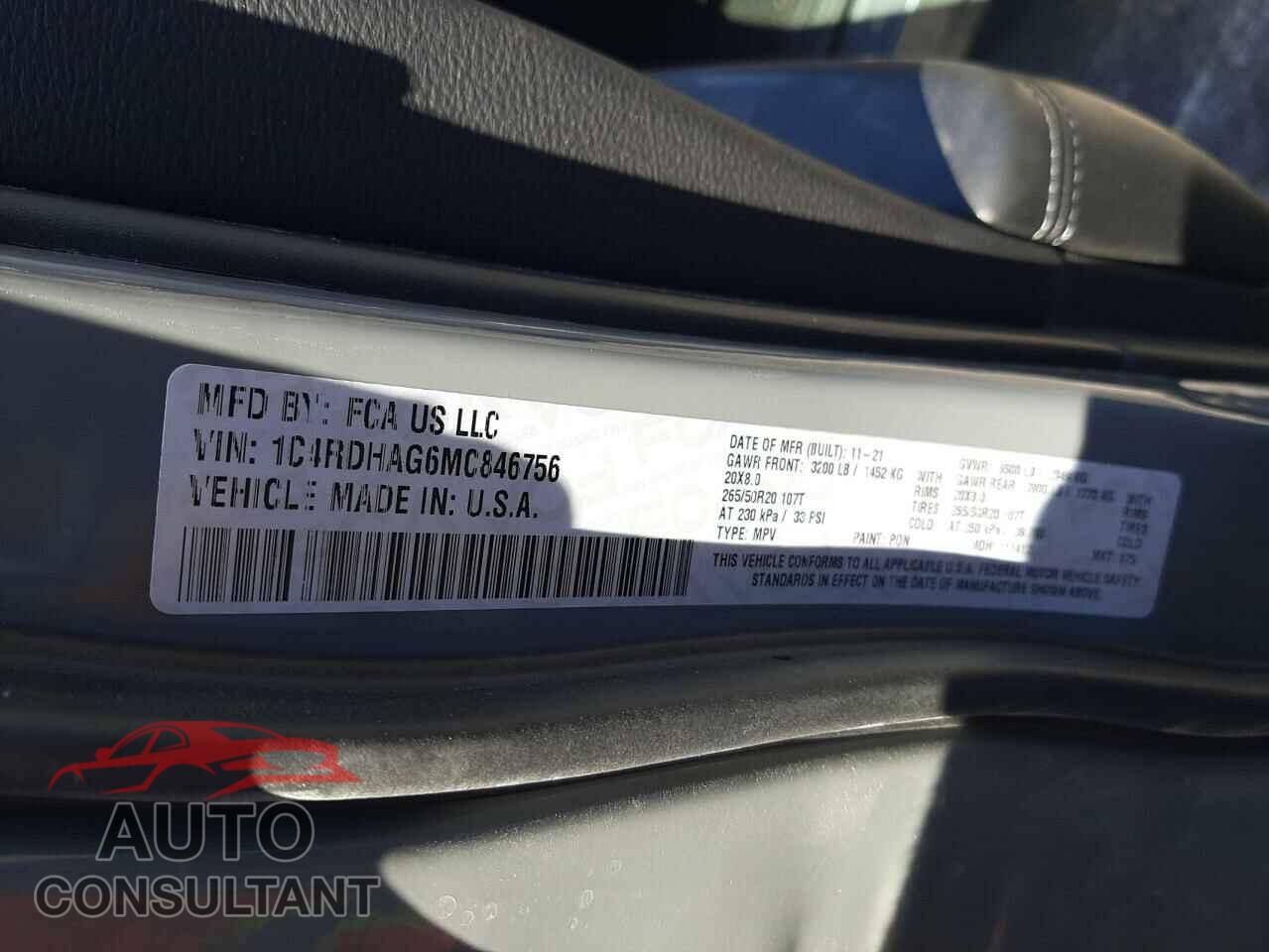 DODGE DURANGO 2021 - 1C4RDHAG6MC846756