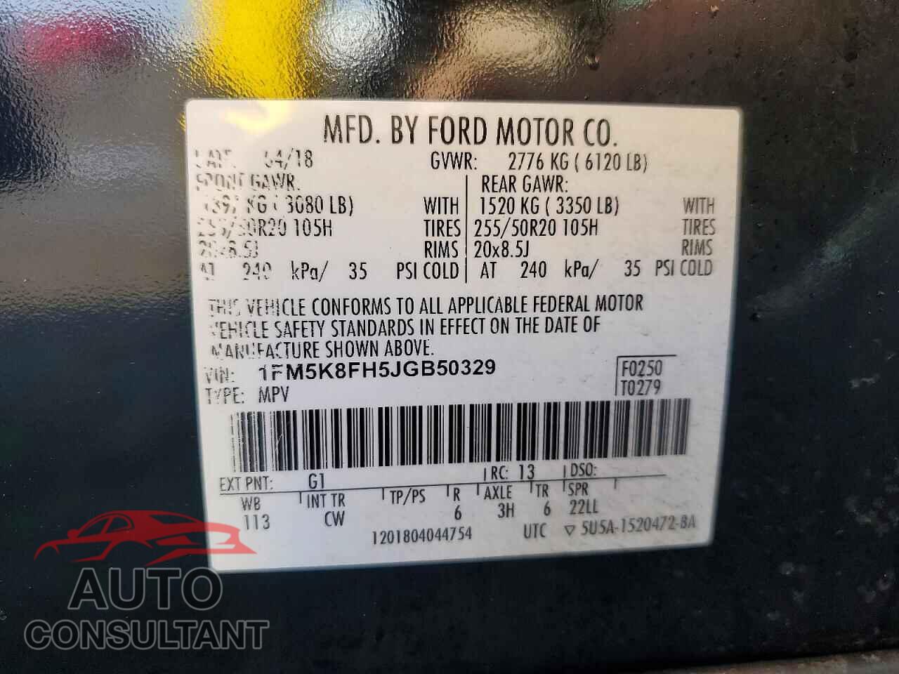 FORD EXPLORER 2018 - 1FM5K8FH5JGB50329