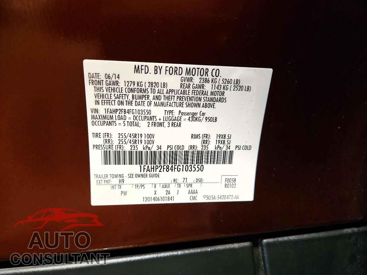 FORD TAURUS 2015 - 1FAHP2F84FG103550