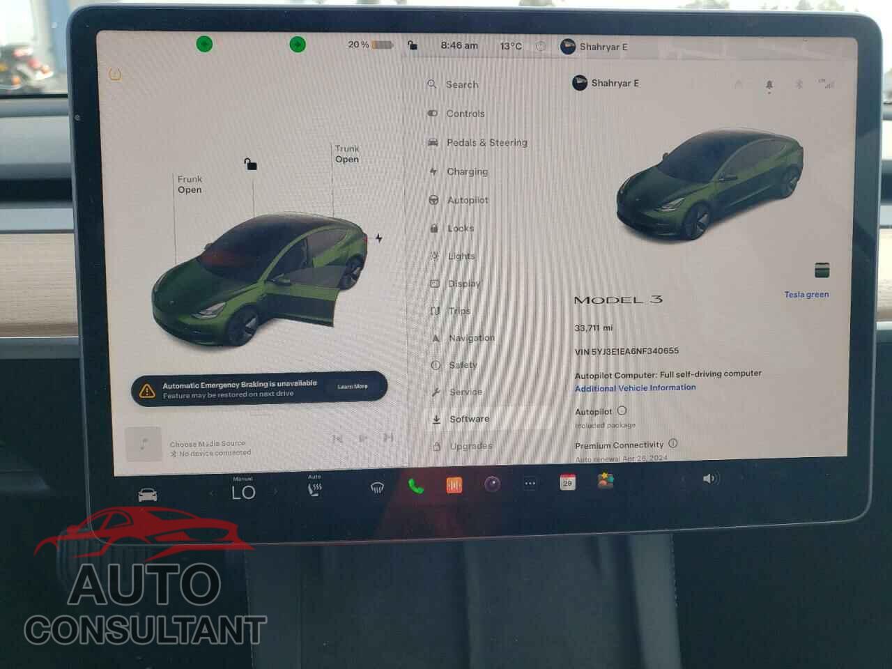 TESLA MODEL 3 2022 - 5YJ3E1EA6NF340655
